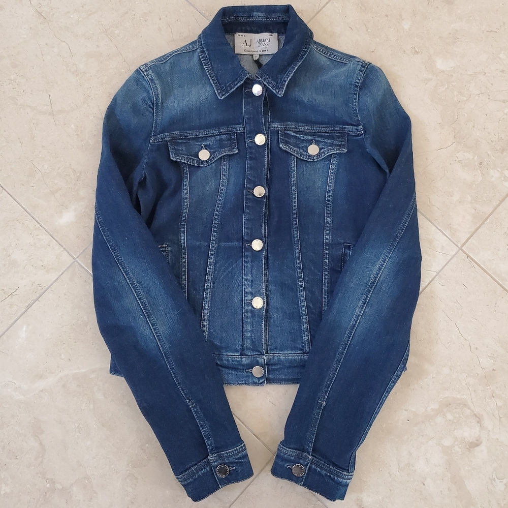 AUTHENTIC ARMANI JEANS CROPPED JEAN JACKET 42 / 6